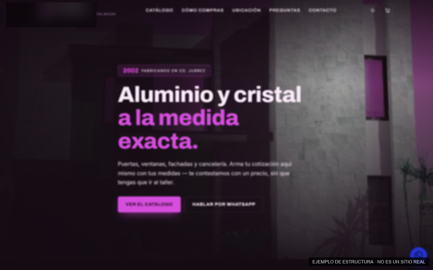 Ejemplo de página para vidrio, aluminio y herrería