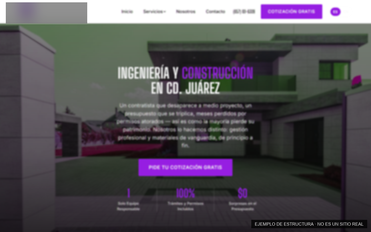 Ejemplo de página para construcción y remodelación