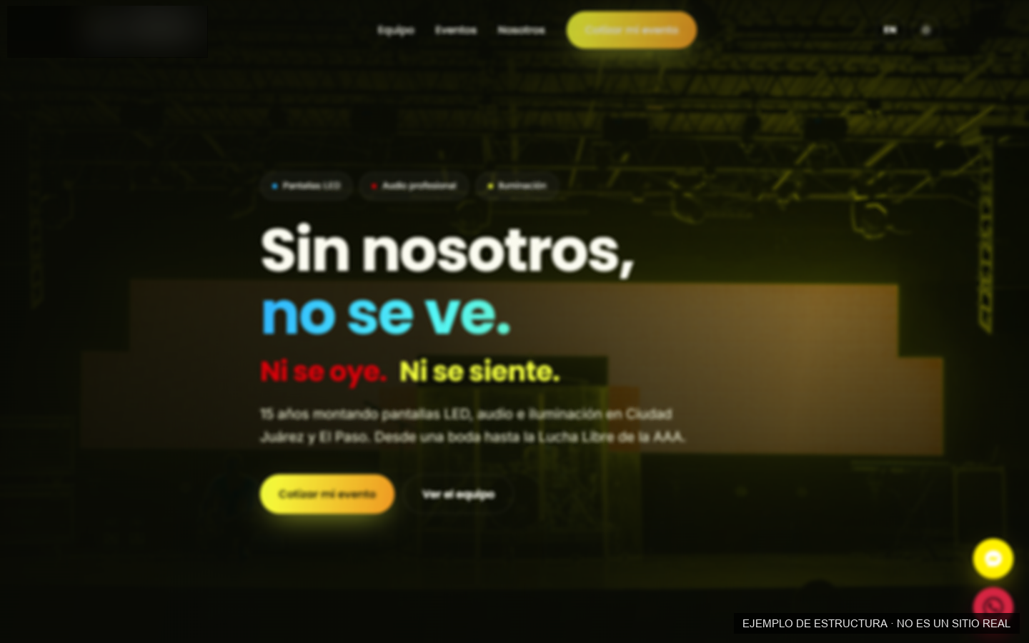 Ejemplo de página para producción de eventos