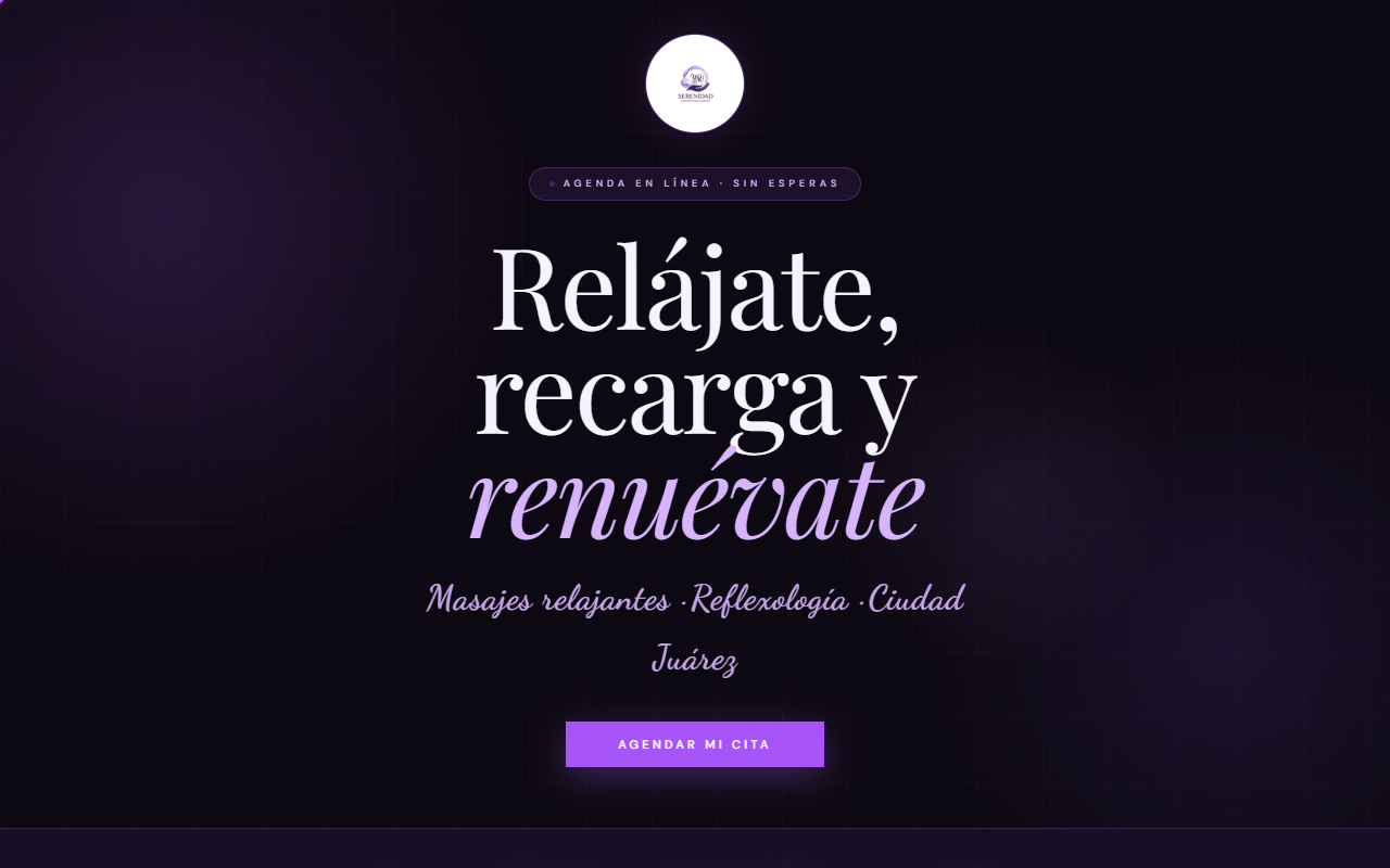 Ejemplo de página para masaje y spa
